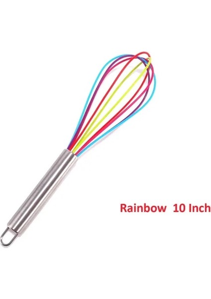 Gökkuşağı 10 Inç Manuel Kırmızı Yumurta Çırpıcı Paslanmaz Çelik Silikon Balon Çırpma Krema Mikser Karıştırma Karıştırma Çırpma Balon Bobin Tarzı Yumurta Araçları (Yurt Dışından)