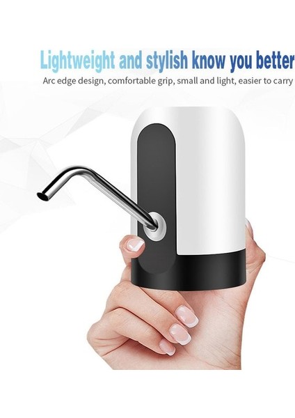 Beyaz Otomatik Su Şişesi Pompası USB Şarj Su Pompası Su Sebili Bir Düğme Otomatik Anahtarı (Yurt Dışından)