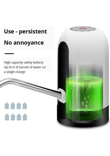Beyaz Otomatik Su Şişesi Pompası USB Şarj Su Pompası Su Sebili Bir Düğme Otomatik Anahtarı (Yurt Dışından)