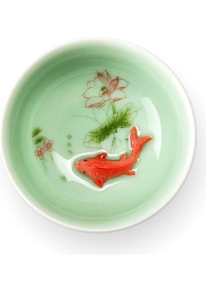 Yeşil 5 Çin Çay Bardağı Porselen Seladonlar Balık Çay Fincanı Seti Çaydanlık Drinkware Seramik Çin Kung Fu Çay Seti Seramik Fincan Çin Hediye D042 (Yurt Dışından) fırsatları