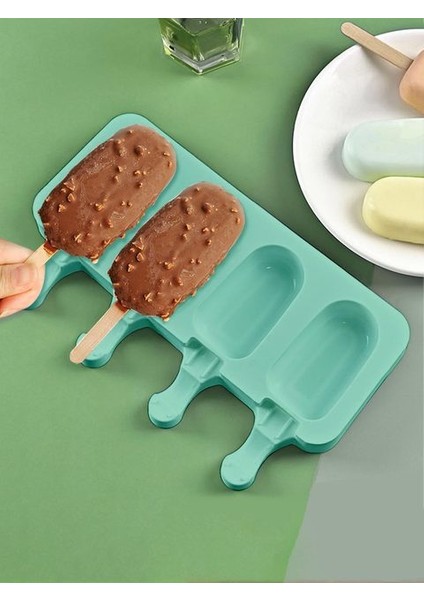 Stil H Worthbuy Dıy Sevimli Buz Pop Kalıp 100 Tahta Çubuklarla Yeniden Kullanılabilir Silikon Dondurma Kalıp Çocuk Popsicle Kalıp Mutfak Aksesuarları (Yurt Dışından)