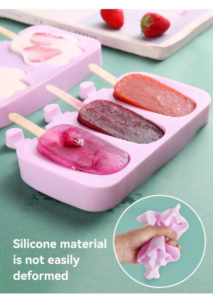 Stil H Worthbuy Dıy Sevimli Buz Pop Kalıp 100 Tahta Çubuklarla Yeniden Kullanılabilir Silikon Dondurma Kalıp Çocuk Popsicle Kalıp Mutfak Aksesuarları (Yurt Dışından)