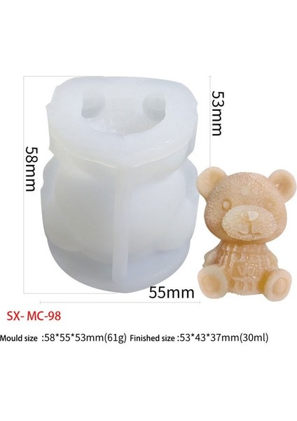 Stil 1 3D Teddy Bear Silikon Kalıp Çikolatalı Kek Kalıbı Buz Küpü Kalıpları Dondurma Dekorasyon Dıy Viski Şarap Kokteyl Silikon Kalıplar (Yurt Dışından)
