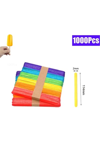 Renk 114MM (1000 Adet) 20/100/500 Adet Dondurma Dondurma Çubukları Doğal Tahta Çubuklar Dondurma Kaşığı El Sanatları Sanat Dondurma Lolly Mutfak Kek Araçları (Yurt Dışından)