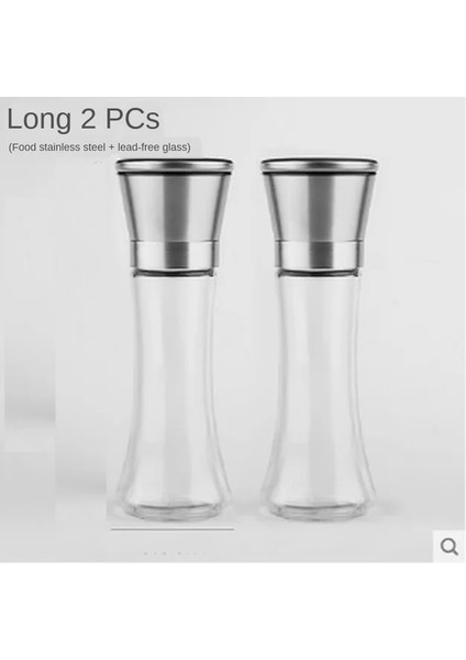 Uzun x 2 Fırçalanmış Paslanmaz Çelik Karabiber Değirmeni ve Tuz Değirmeni, 6 Oz Cam Uzun Gövde, 5 Derece Ayarlanabilir Seramik Rotor (Yurt Dışından)