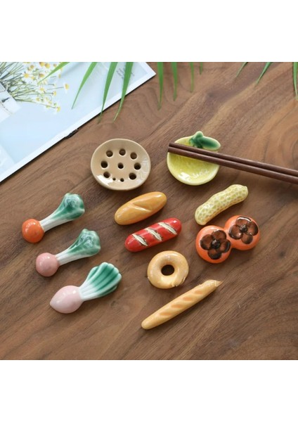 L Japon Tarzı Çubuk Tutucu Seramik Çubuklarını Dinlenme Sebze Meyve Şekli Çatal Raf Mutfak Sofra Yemek Masası Dekor (Yurt Dışından) modelleri