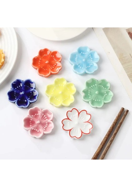 Koyu Mavi Yeni Sevimli Renkli Seramik Çubuk Tutucu Sakura Çiçekleri Kaşık Çatal Çubuk Dinlenme Sofra Standı Mutfak Yemek Aksesuarları (Yurt Dışından) indirimleri