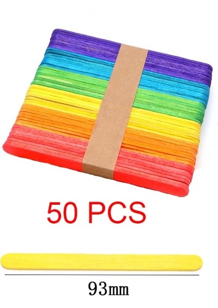 50 Adet 93MM Renkli 50 Adet Dondurma Dondurma Çubuğu Doğal Tahta Çubuklar Dondurma Kaşığı El Sanatları Sanat Dondurma Lolly Kek Araçları (Yurt Dışından)