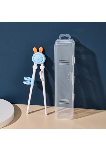 02-Saklama Kutusu 1 Adet Karikatür Çocuk Yeme Eğitim Çubukları Yeniden Kullanılabilir Eğitim Çubuklarını Kullanışlı ve Sevimli Çocuk Sofra Seti (Yurt Dışından)