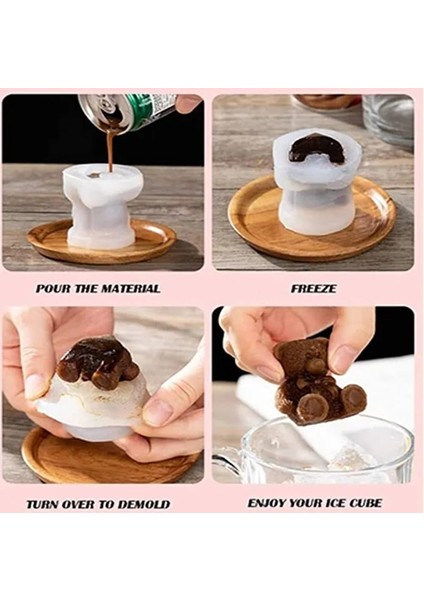AA62-TEDDY Dog 3D Ice Cube Maker Küçük Teddy Bear Şekli Çikolatalı Kek Kalıp Tepsi Dondurma Dıy Aracı Viski Şarap Kokteyl Silikon Kalıp (Yurt Dışından) fırsatları