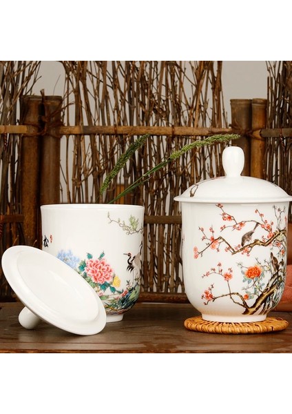 K Jingdezhen Seramik Çay Bardağı Kapaklı Kemik Çini Su Bardağı Ofis Toplantısı Vup Otel Şirketi Özelleştirilmiş Pastel Logo (Yurt Dışından) indirimleri