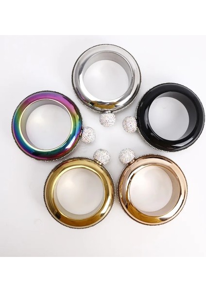 Gümüş 3.5 Oz Bilezik Cep Şişesi Alkol Şişesi Paslanmaz Çelik Yuvarlak Bilezik Şişesi Alkol Drinkware Şarap Şişesi (Yurt Dışından) modelleri