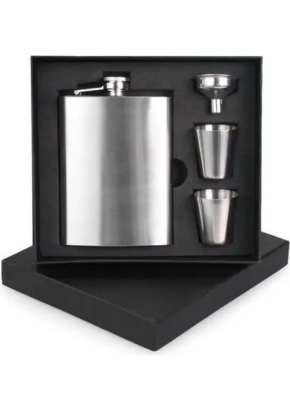 Set-10 8oz 18/8 Paslanmaz Çelik Votka Bardağı Viski Şişesi Cep Şişesi Hediye Kutusu Seti Alkol Huni Likör Flagon Yeni Siyah Bardaklar (Yurt Dışından)