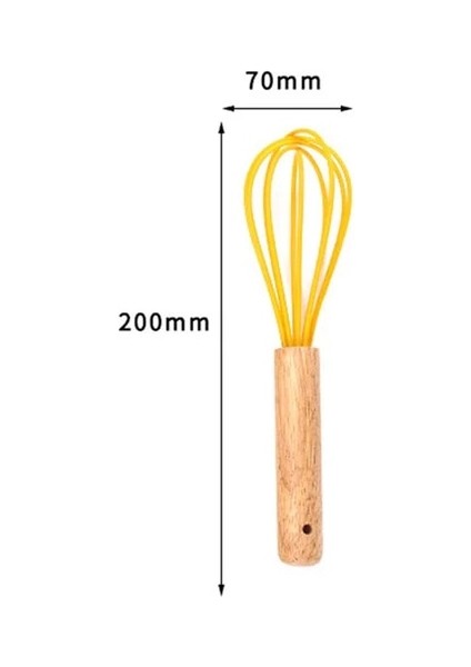 8 Inç Mutfak Çırpma Teli Pişirme Kapları Silikon Wisk El Karıştırma Çubuğu Pişirme Için Ahşap Saplı Yumurta Çırpıcı Süt Köpürtücü Yumurta Araçları (Yurt Dışından)