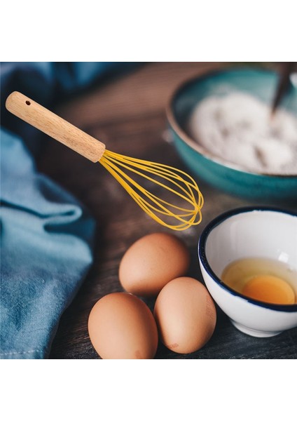 8 Inç Mutfak Çırpma Teli Pişirme Kapları Silikon Wisk El Karıştırma Çubuğu Pişirme Için Ahşap Saplı Yumurta Çırpıcı Süt Köpürtücü Yumurta Araçları (Yurt Dışından) fiyatları
