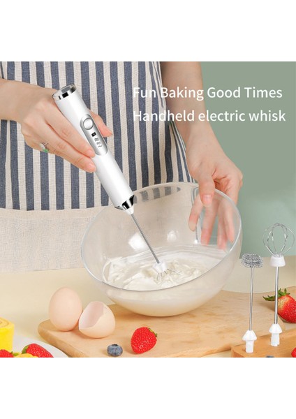 Beyaz Set Kablosuz Süt Köpürtücüler Elektrikli Köpük Makinesi Yumurta Çırpıcı El Blender USB Yüksek Yumurta Hızı Kahve Krem Mikser Mutfak Aletleri (Yurt Dışından) fırsatları