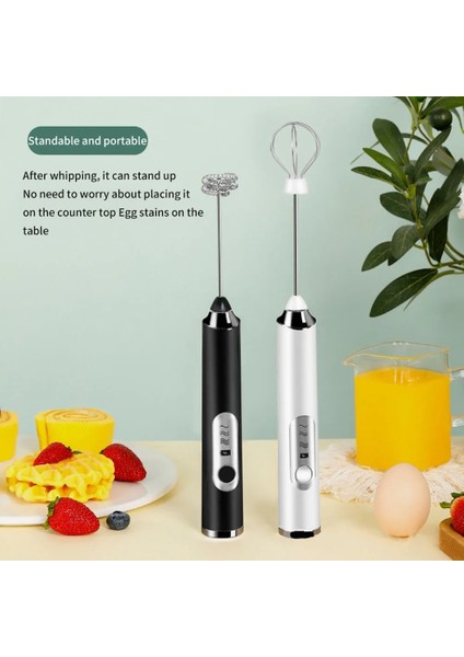 Beyaz Set Kablosuz Süt Köpürtücüler Elektrikli Köpük Makinesi Yumurta Çırpıcı El Blender USB Yüksek Yumurta Hızı Kahve Krem Mikser Mutfak Aletleri (Yurt Dışından) indirimleri