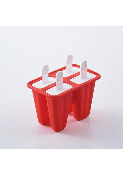 4 Izgaralar Kırmızı 4/6/10/12 Hücreler Buz Kutusu Silikon Dondurma Kalıp Yeniden Kullanılabilir Popsicle Kalıp Dıy Ev Yapımı Tatlı Dondurucu Meyve Suyu Buz Pop Maker (Yurt Dışından)