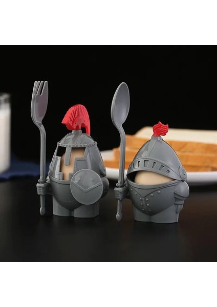 2'li Yumuşak Veya Sert Haşlanmış Yumurta Bardaklığı Seti, Kaşık Dahil - Şövalye Tasarımı - Mutfak Gereçleri Dekoru (Yurt Dışından) fiyatları