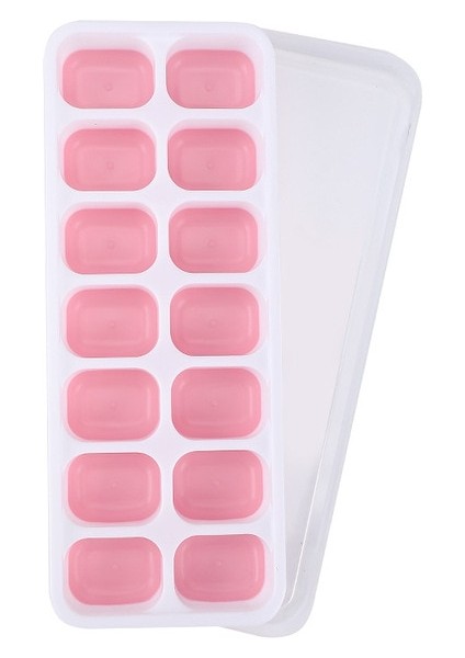 Pembe 14 Izgara Yaratıcı Ev Silikon Buz Tepsisi Kalıp Buz Küpü Artefakt Kapaklı Dondurma Dondurucu Dondurma Buz Kutusu Soğutma (Yurt Dışından)