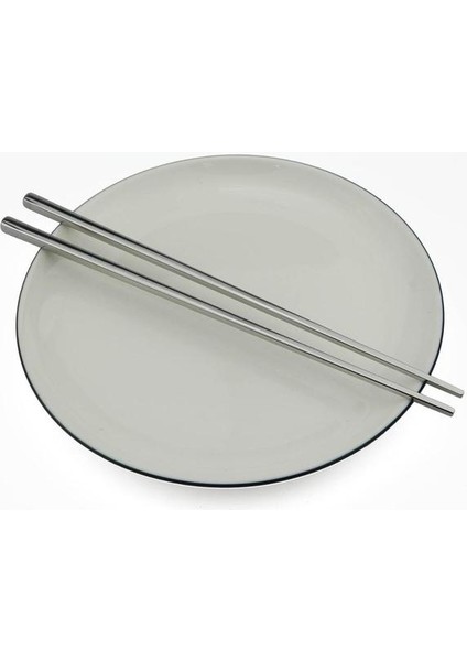 Gümüş Jankng 1 Çift 23.5 cm Kare Çubuklar 304 Paslanmaz Çelik Japon Altın Gül Altın Suşi Hashi Yeniden Kullanılabilir Renkli Çubuk (Yurt Dışından)