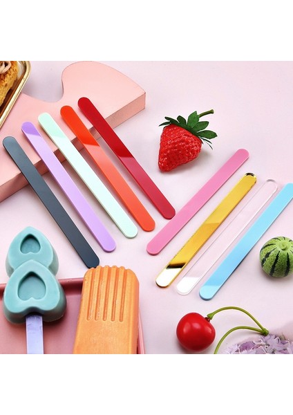 ROSE-10PCS 10 Pcs Akrilik Cakesicle Çubukları Yeniden Kullanılabilir Dondurma Çubukları Ayna Dondurma Çubukları Mini Akrilik Zanaat Dondurma Çubukları Dıy El Sanatları (Yurt Dışından) modelleri