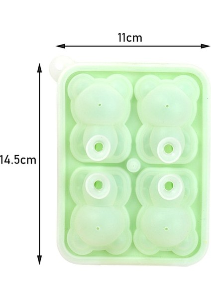 Green-4 Izgara 4 Izgaralar 3D Küçük Ayı Şekli Buz Küpü Silikon Kalıp Sevimli Ayı Buz Bloğu Kalıp Ev Dondurma Buz Kutusu Buz Kalıbı Viski Içecekler (Yurt Dışından)