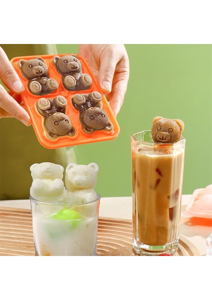 Green-4 Izgara 4 Izgaralar 3D Küçük Ayı Şekli Buz Küpü Silikon Kalıp Sevimli Ayı Buz Bloğu Kalıp Ev Dondurma Buz Kutusu Buz Kalıbı Viski Içecekler (Yurt Dışından) modelleri