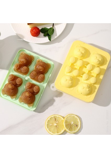 Green-4 Izgara 4 Izgaralar 3D Küçük Ayı Şekli Buz Küpü Silikon Kalıp Sevimli Ayı Buz Bloğu Kalıp Ev Dondurma Buz Kutusu Buz Kalıbı Viski Içecekler (Yurt Dışından) indirimleri