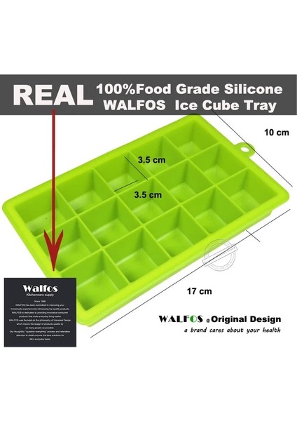 Walfos Yeşil Walfos 100% Gıda Sınıfı Silikon 1 Pc Yenilik 15 Kare Yumuşak Silikon Buz Küpü Tepsi Buz Yapım Makinesi Jöle Puding Kalıp Buz Kalıbı (Yurt Dışından)