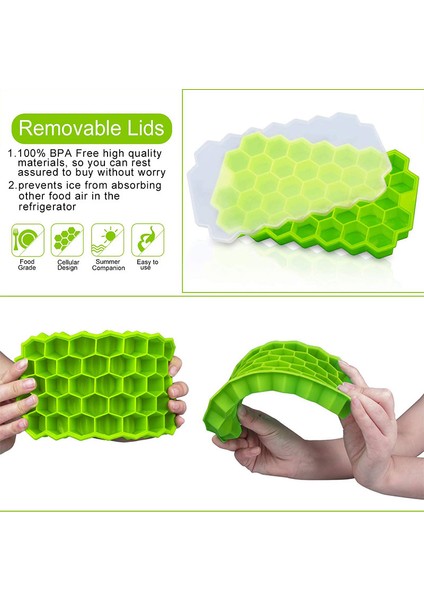 Green-2 Kavite Buz Küpü Tepsi Petek Buz Küpü Kalıp Gıda Sınıfı Esnek Silikon Buz Kalıpları, Çıkarılabilir Kapaklı Viski Kokteyli Için (Yurt Dışından) modelleri