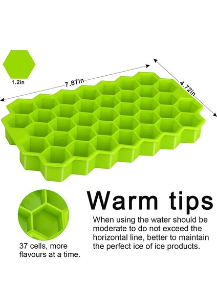 Green-2 Kavite Buz Küpü Tepsi Petek Buz Küpü Kalıp Gıda Sınıfı Esnek Silikon Buz Kalıpları, Çıkarılabilir Kapaklı Viski Kokteyli Için (Yurt Dışından) fırsatları