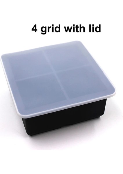 4 Izgara Kapaklı Büyük Buz Küpü Kalıp Kare Buz Kalıbı Kalıp Büyük Cubitera Gıda Sınıfı Silikon Tepsi Kalıp Dıy Buz Yapım Makinesi Buz Küpü Tepsi (Yurt Dışından)