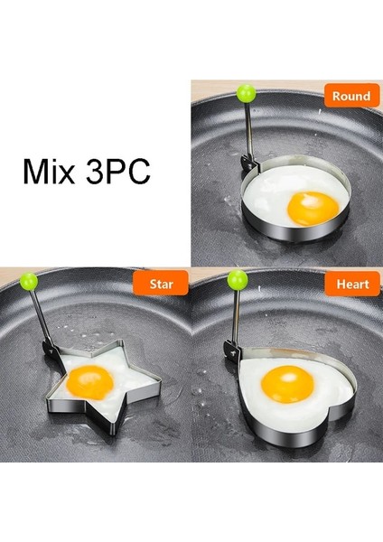 Mıx 3pc Stil 4 Paslanmaz Çelik 5 Stil Kızarmış Yumurta Gözleme Şekillendirici Omlet Kalıp Kalıp Kızartma Yumurta Pişirme Araçları Mutfak Aksesuarları Gadget Yüzükler (Yurt Dışından)