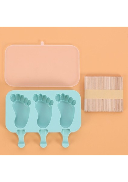 Sopa Olmadan Silikon Dondurma Kalıp Dıy Ev Yapımı Popsicle Kalıpları Dondurucu Suyu 3 Delikli Büyük Ayak Şekli Boyutu Buz Küpü Tepsisi Popsicle Fıçı Yapımcısı (Yurt Dışından)