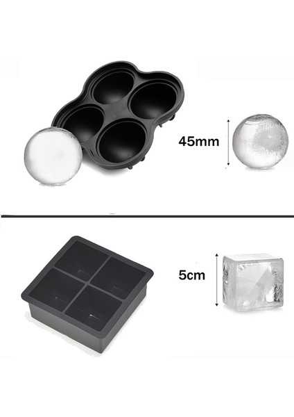 Set C L 2 Set Silikon Buz Topu Blok Küp Kalıp Makinesi Tepsisi Viski Büyük Küre Kare Bpa Ücretsiz Yaz Gadget (Yurt Dışından)