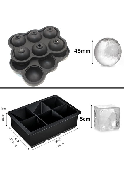 Set C L 2 Set Silikon Buz Topu Blok Küp Kalıp Makinesi Tepsisi Viski Büyük Küre Kare Bpa Ücretsiz Yaz Gadget (Yurt Dışından) modelleri