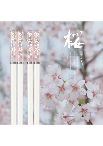 Pembe Beyaz 1 Çift Yeni Amber Sakura Çubuklarını Kiraz Çiçeği Yaprakları Desen Kaymaz Suşi Çubuk Çubuklarını Çevre Dostu Gıda Çubuklarını (Yurt Dışından)