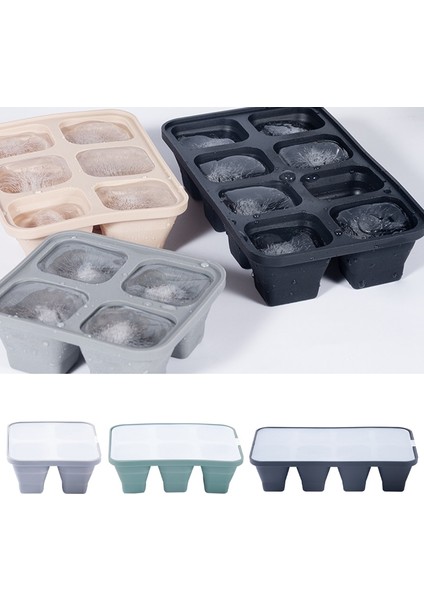 4 Delik Siyah Kapaklı 4/6/8 Izgaralar Yumuşak Katlanabilir Silikon Buz Küpü Tepsi Büyük Buz Kalıbı Dondurma Yapma Makinesi Yaz Partisi Ev Yapımı Soğuk Içecek Dıy Araçları (Yurt Dışından) fırsatları