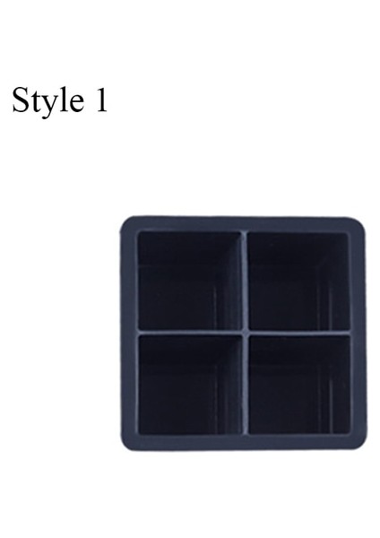 Stil 1 4/6/8 Izgara Büyük Buz Tepsisi Kalıp Kutusu Büyük Gıda Sınıfı Silikon Buz Küpü Kare Tepsi Kalıp Diy Bar Pub Şarap Buz Blokları Makinesi Modeli (Yurt Dışından)