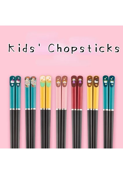Pembe Ayı Çin Alaşım Yemek Çubukları 19.8 cm Çocuklar Için Yemek Çubukları Çocuklar Öğrenme ve Eğitim Yemek Çubukları Gıda Çubukları Suşi Metal Yemek Çubukları (Yurt Dışından)