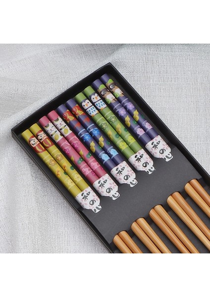 O 5 Çift 5 Çift Set Kullanımlık El Yapımı Bambu Japon Doğal Ahşap Çubuklarını Suşi Gıda Kedi Çiçek Çok Renkli Ahşap Çubuklarını (Yurt Dışından)