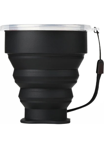 Siyah Katlanır Bardak 200 ml Bpa Ücretsız Gıda Sınıfı Su Bardağı Seyahat Silikon Geri Çekilebilir Renkli Taşınabilir Açık Kahve Handcup (Yurt Dışından)