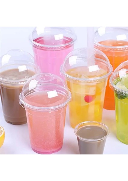 360ML 360ML Tek Kullanımlık Şeffaf Plastik Bardaklar Delikli Kubbe Kapaklı Çay Meyve Çayı Kapaklı 360/380/500ML 50 Kapaklı 50 Bardak (Yurt Dışından)