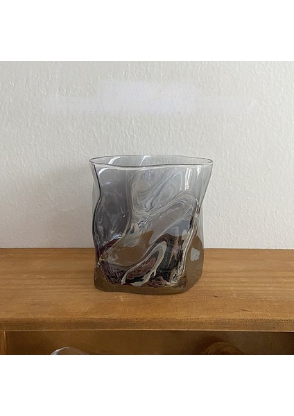 Gri 201-300 ml Bükülmüş Cam Şeffaf Shot Cam Bardak Dekor Kokteyl Bira Şarap Süt Çay Bardağı Yeniden Kullanılabilir Mutfak Içecek Bardağı Tumbler (Yurt Dışından)