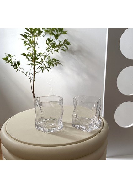 Gri 201-300 ml Bükülmüş Cam Şeffaf Shot Cam Bardak Dekor Kokteyl Bira Şarap Süt Çay Bardağı Yeniden Kullanılabilir Mutfak Içecek Bardağı Tumbler (Yurt Dışından)