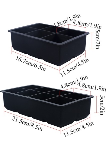 Stil 1 4/6/8 Izgara Büyük Buz Tepsisi Kalıp Kutusu Büyük Gıda Sınıfı Silikon Buz Küpü Kare Tepsi Kalıp Diy Bar Pub Şarap Buz Blokları Makinesi Modeli (Yurt Dışından) fırsatları