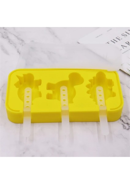 Sarı Silikon Dondurma Stencil Dinozor Şekli 6 Pp Sopa ile Kolay Serbest Bırakma 4 Renk Çok Fonksiyonlu Dondurma Kalıbı Popsicle Xqmg (Yurt Dışından) fiyatları