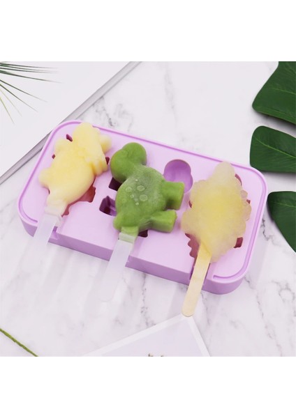 Sarı Silikon Dondurma Stencil Dinozor Şekli 6 Pp Sopa ile Kolay Serbest Bırakma 4 Renk Çok Fonksiyonlu Dondurma Kalıbı Popsicle Xqmg (Yurt Dışından) fırsatları