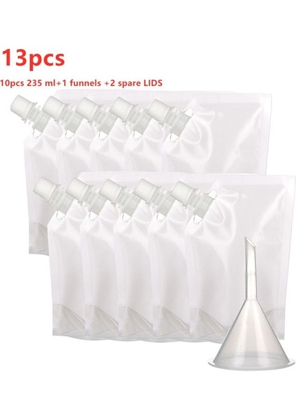 20 Adet Plastik Yeniden Kullanılabilir Likör Kese Temizle Ağır Hizmet Içecek Şişeleri Kapatılabilir Içme Şişeleri Huni ile Cruise Çanta Kiti (Yurt Dışından)